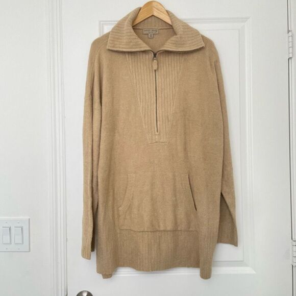 BAREFOOT DREAMS CozyChic Lite Half Zip Tunic Sweater Top Biscotti 2X - Picture 1 of 4